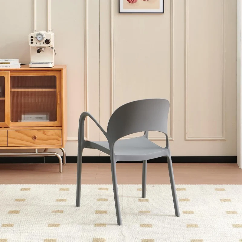 Silla Bremen, Gris Oscuro, con Espaldar, Reposa Brazos y Diseño Minimalista