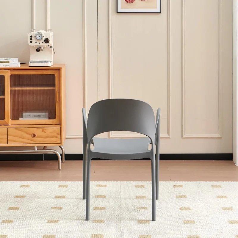 Silla Bremen, Gris Oscuro, con Espaldar, Reposa Brazos y Diseño Minimalista