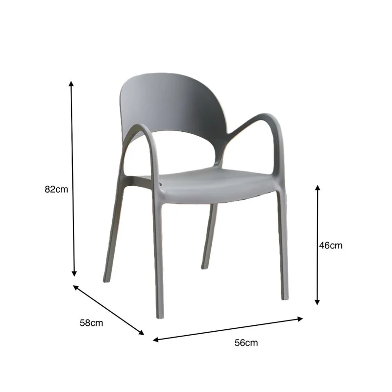Silla Bremen, Gris Oscuro, con Espaldar, Reposa Brazos y Diseño Minimalista