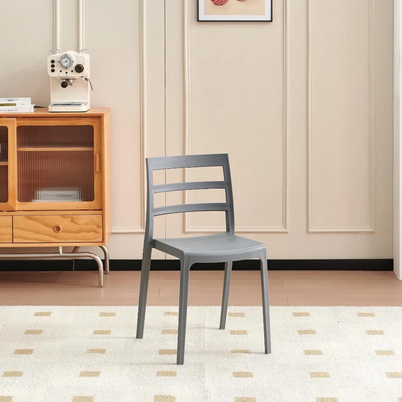 Silla New York, Gris Oscuro, con Espaldar en Líneas y Diseño Minimalista