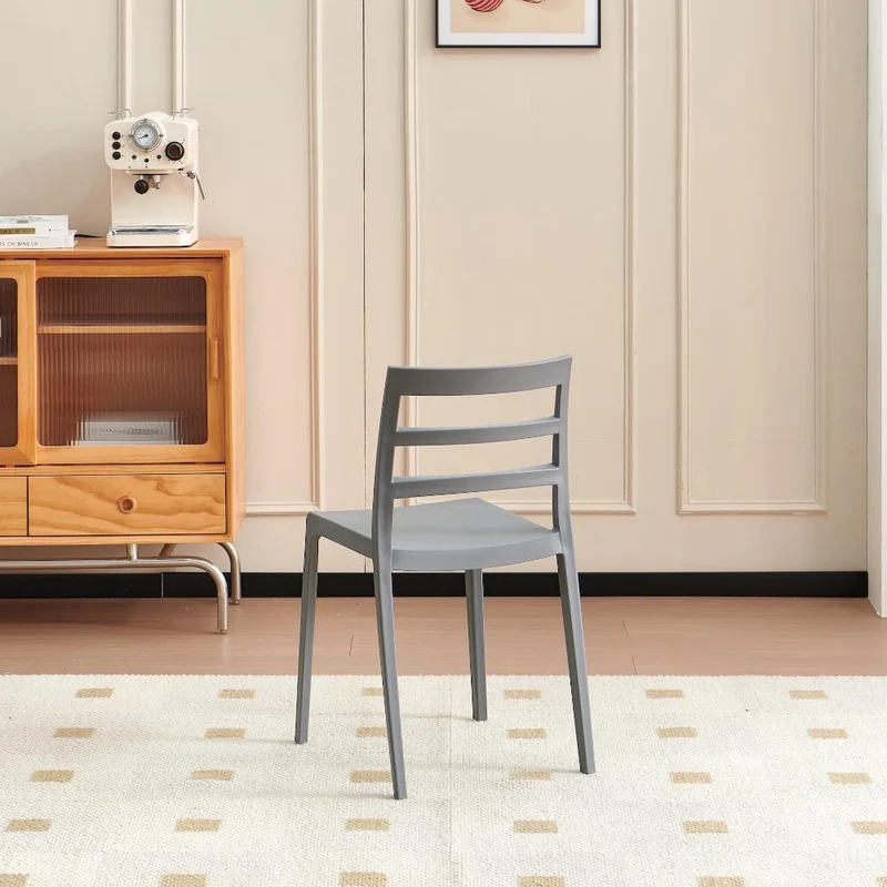 Silla New York, Gris Oscuro, con Espaldar en Líneas y Diseño Minimalista