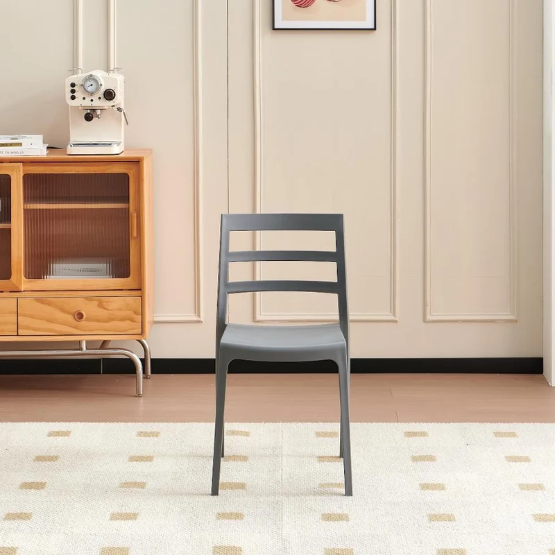 Silla New York, Gris Oscuro, con Espaldar en Líneas y Diseño Minimalista