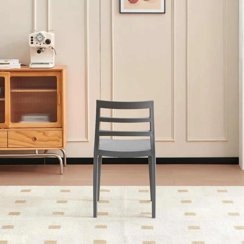 Silla New York, Gris Oscuro, con Espaldar en Líneas y Diseño Minimalista