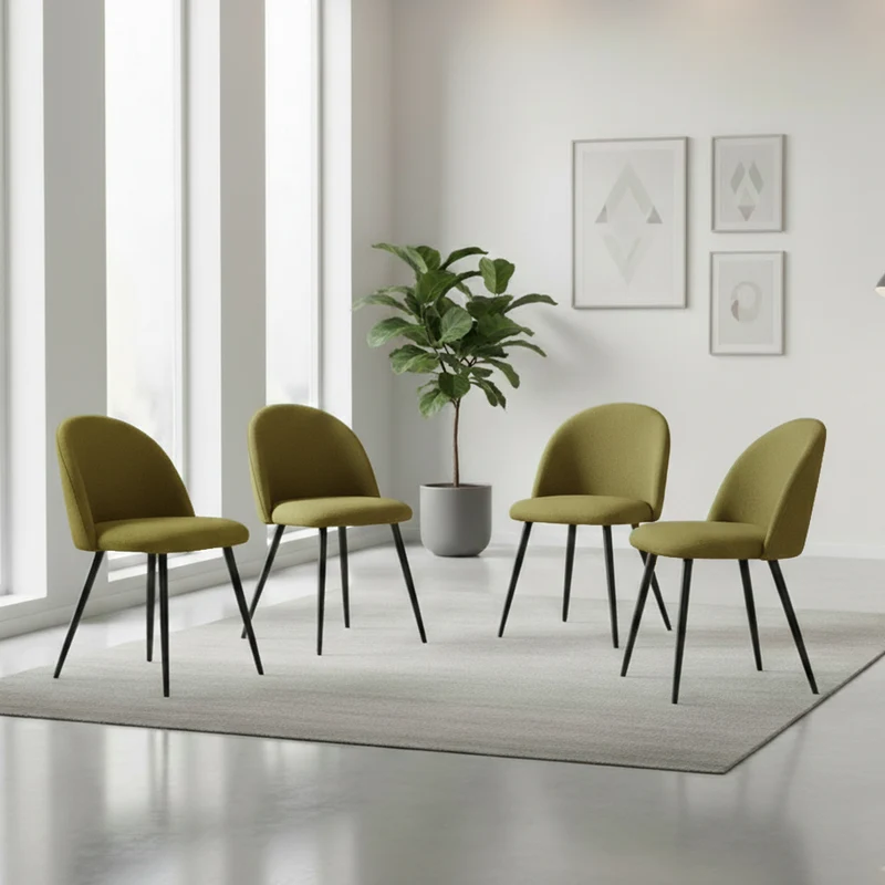 Set de 4 Sillas Core, Color Verde, con Espaldar y Diseño Moderno