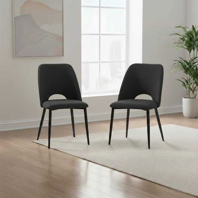 Set de 2 Sillas Urban, Color Negro, con Espaldar y Diseño Moderno