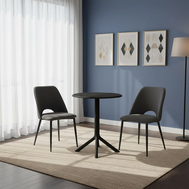 Set de 2 Sillas Urban, Color Negro, con Espaldar y Diseño Moderno