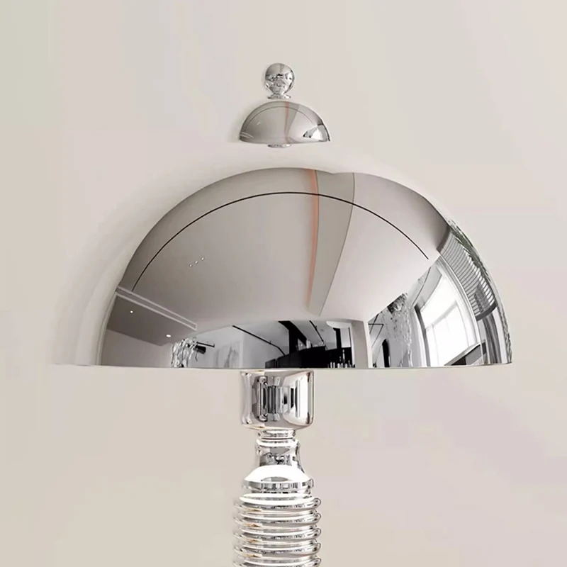 Contemporary Industrial Round Shade Pleated Base Iron 1-Light Table Lamp For Bedroom