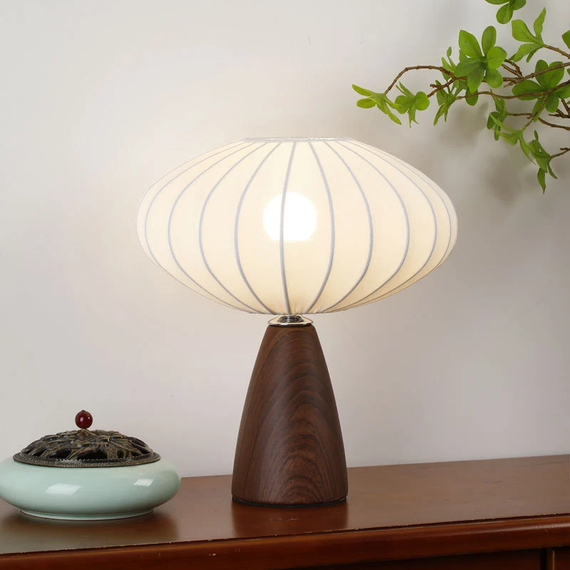 Traditional Vintage Ceramic Base Stretch Fabric Bud 1-Light Table Lamp For Bedroom