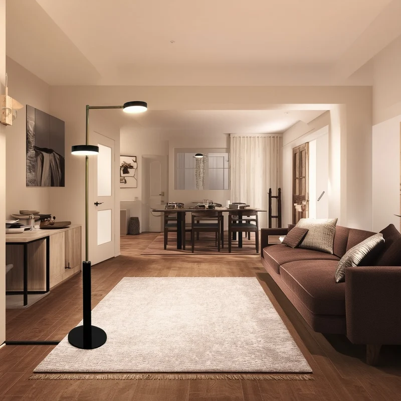 Contemporary Nordic Cylindrical Round Iron LED Standing Floor Lamp For Living Room