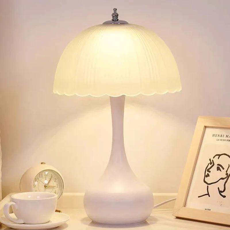 Contemporary Nordic Dome Iron Glass 1-Light Table Lamp For Living Room