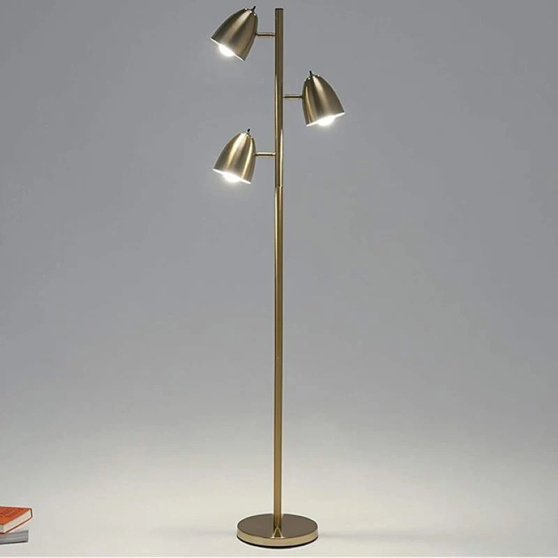 Modern Minimalist Cylinder Long Rod Iron 3-Light Standing Floor Lamp For Living Room