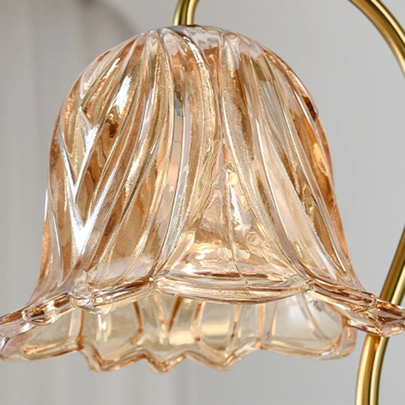 Traditional French Floral Dimmable Marble Iron Glass 1-Light Melting Wax Table Lamp For Bedroom