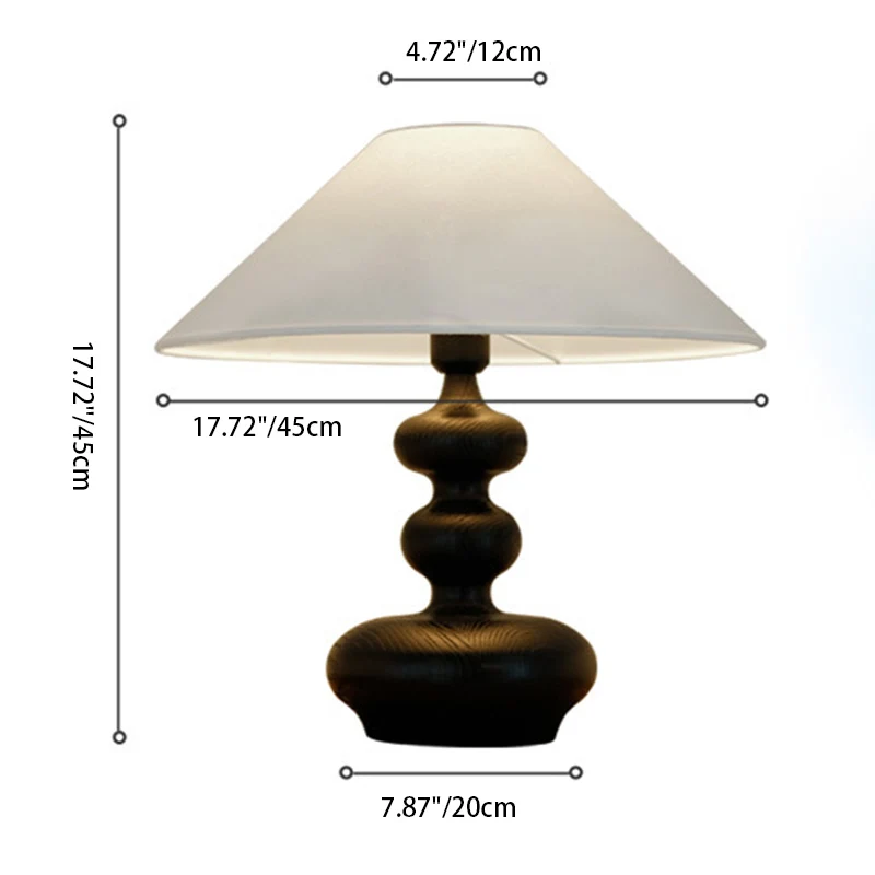 Traditional French Cylinder Round Table Oval Spherical Fabric Wood 1-Light Table Lamp For Bedroom