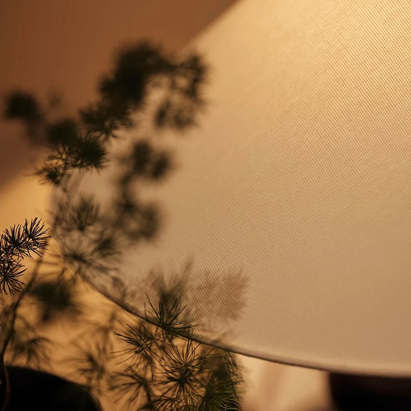 Traditional French Cylinder Round Table Oval Spherical Fabric Wood 1-Light Table Lamp For Bedroom