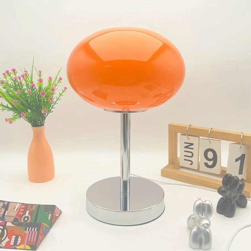 Modern Minimalist Flat Orb Glass Iron 1-Light Table Lamp For Living Room