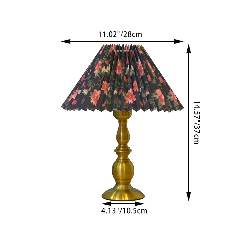 Traditional Vintage Umbrella Round Gourd Fabric Metal 1-Light Table Lamp For Living Room