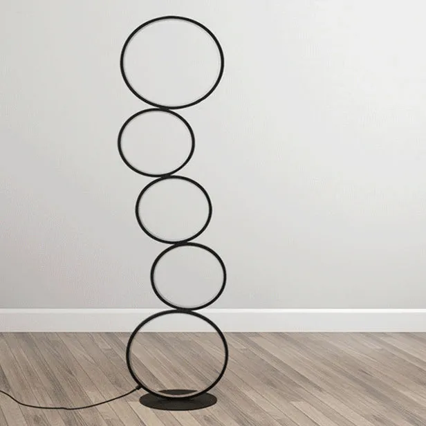 Contemporary Creative Aluminum Iron LED Five Circles Standing Floor Lamp For Living Room