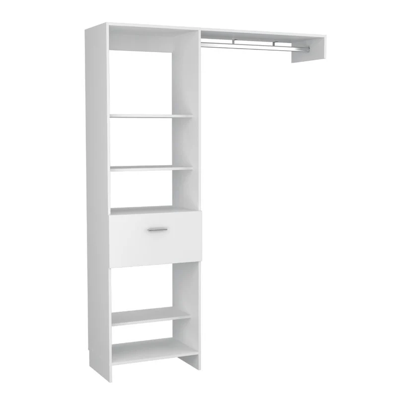 Clóset Delhi 150, Blanco Duqueza, con Tres Entrepaños y un Tubo para Colgar Ropa ZF