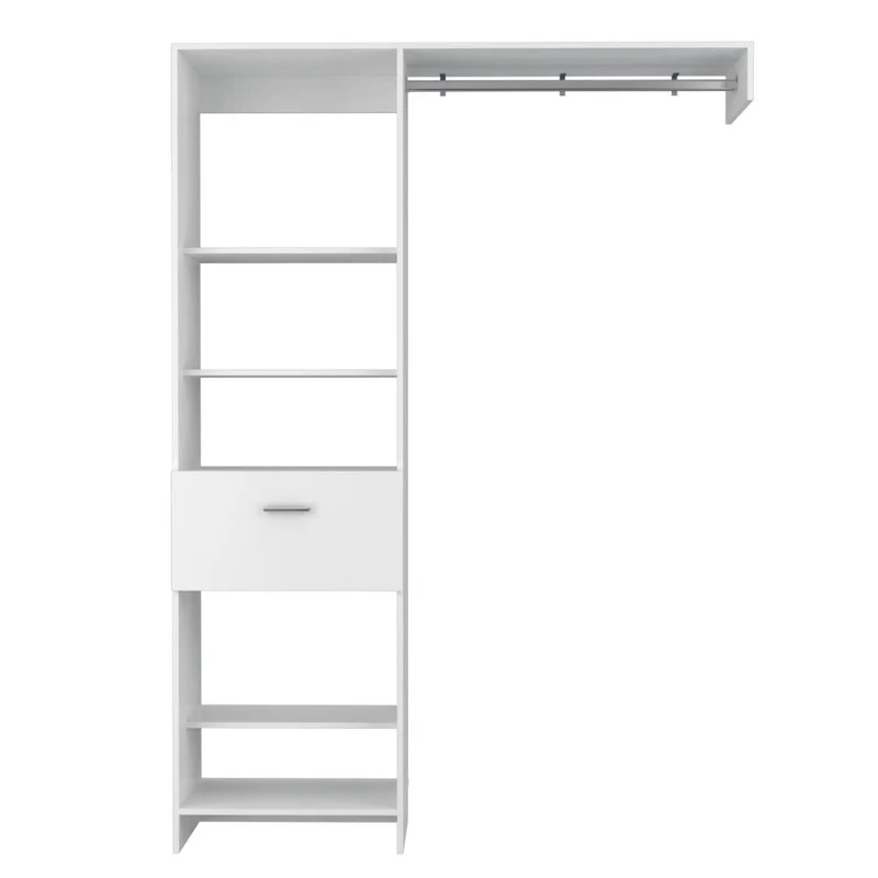 Clóset Delhi 150, Blanco Duqueza, con Tres Entrepaños y un Tubo para Colgar Ropa ZF