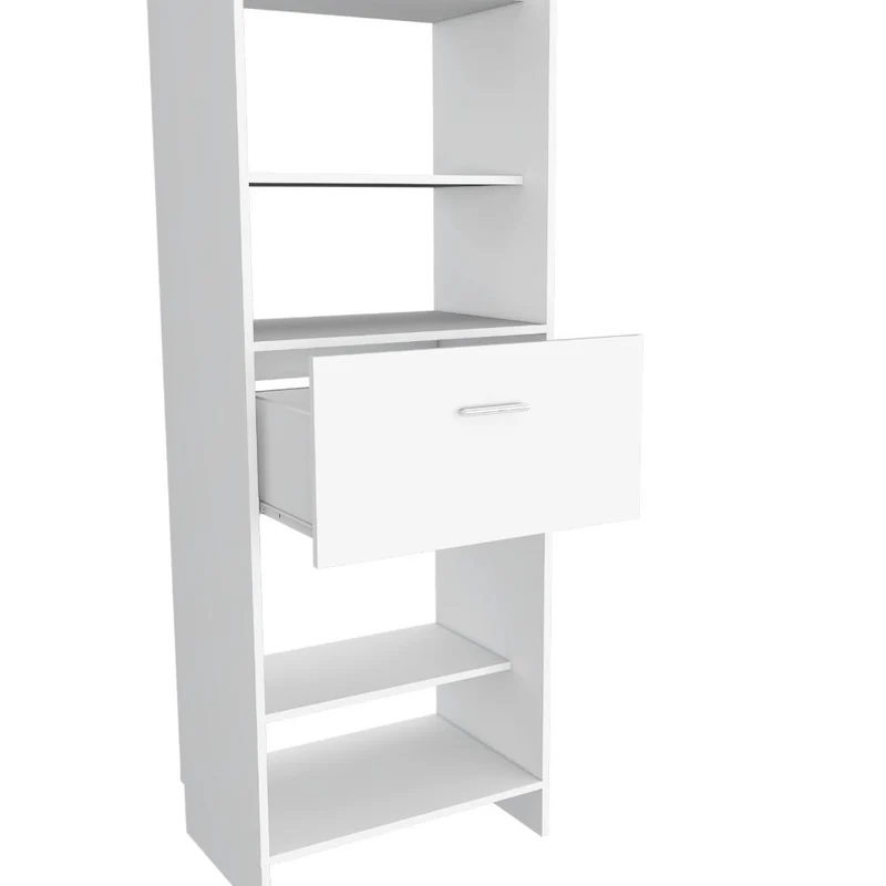 Clóset Delhi 150, Blanco Duqueza, con Tres Entrepaños y un Tubo para Colgar Ropa ZF
