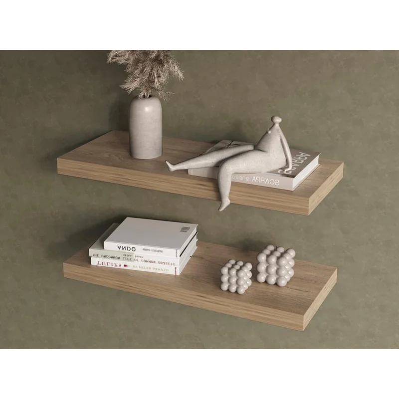 Repisa Flotante Maca X2, Macadamia, con Espacio para Ubicar Objetos ZF