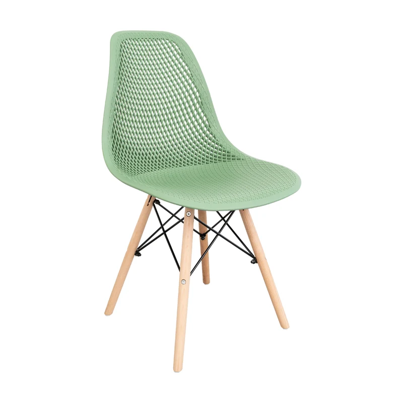Silla Aira, Color Verde Oliva, con Espaldar y Patas en Madera