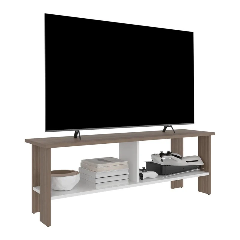 Mesa para TV Navi, Avellana y Blanco Duqueza, para Televisor hasta 55 Pulgadas