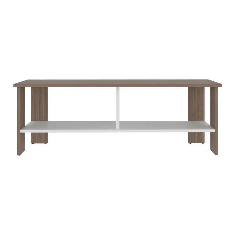 Mesa para TV Navi, Avellana y Blanco Duqueza, para Televisor hasta 55 Pulgadas