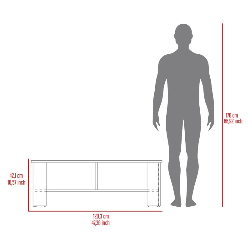 Mesa para TV Navi, Avellana y Blanco Duqueza, para Televisor hasta 55 Pulgadas