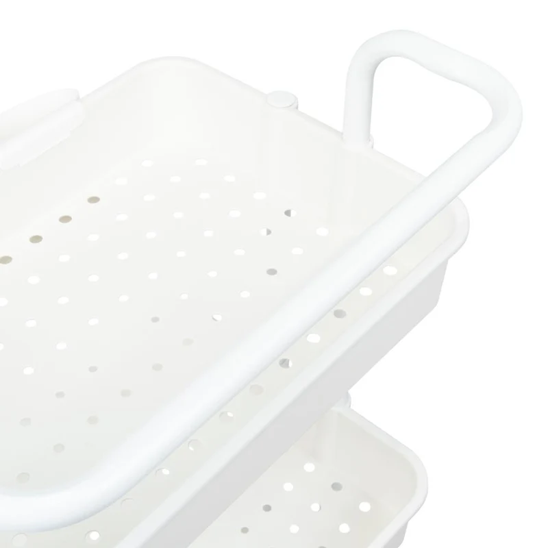 Mueble Auxiliar Multiusos Rolling, Blanco, con Tres Niveles y Rodachines para su Fácil Desplazamiento