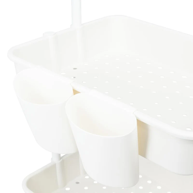 Mueble Auxiliar Multiusos Rolling, Blanco, con Tres Niveles y Rodachines para su Fácil Desplazamiento