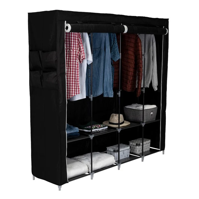 Clóset Portátil Garment, Negro, Variedad de Entrepaños en Tela