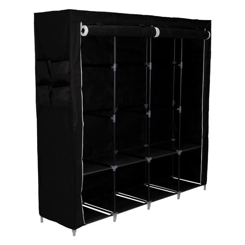 Clóset Portátil Garment, Negro, Variedad de Entrepaños en Tela