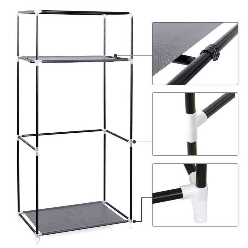 Clóset Portátil Jeasken, Gris, Variedad de Entrepaños en Tela