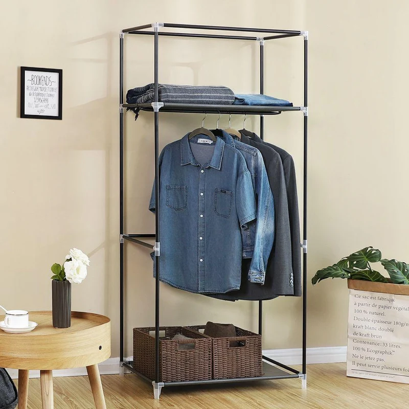 Clóset Portátil Jeasken, Gris, Variedad de Entrepaños en Tela