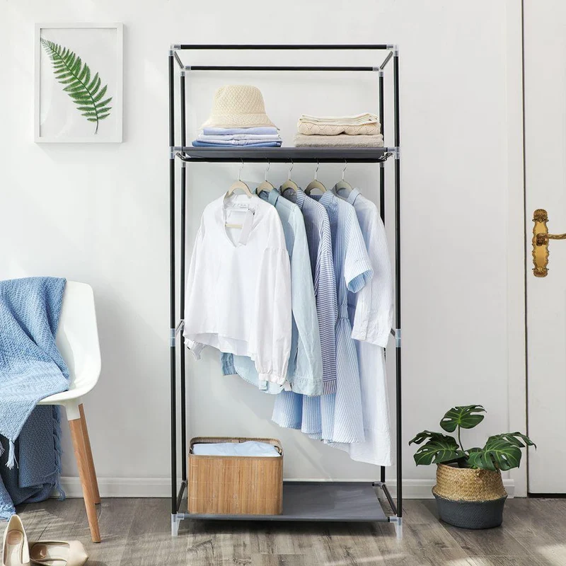 Clóset Portátil Jeasken, Gris, Variedad de Entrepaños en Tela