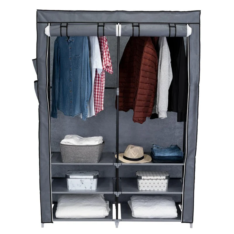 Clóset Portátil Jeanpool, Gris, Variedad de Entrepaños en Tela
