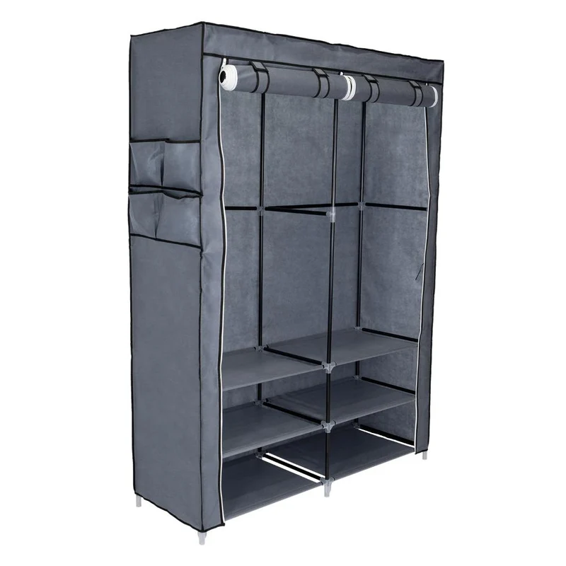 Clóset Portátil Jeanpool, Gris, Variedad de Entrepaños en Tela