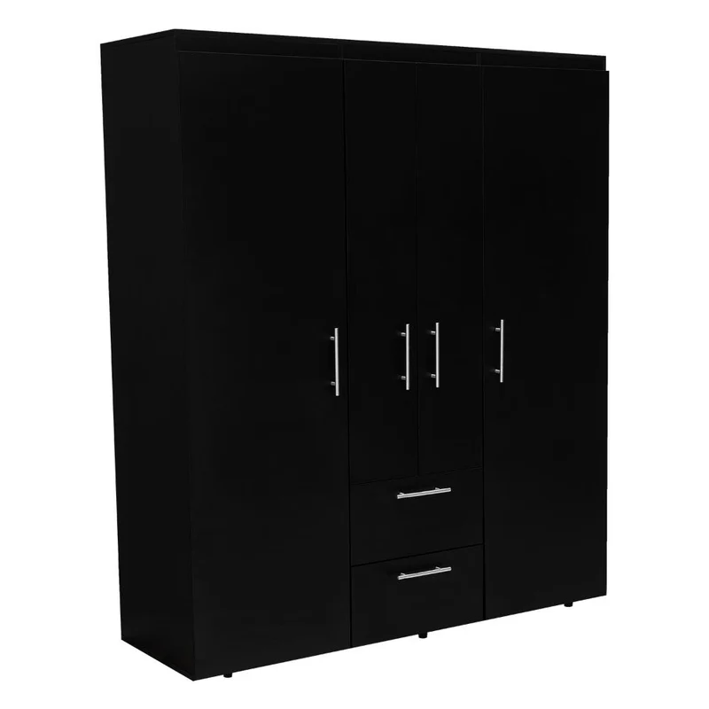 Clóset Bariloche Bombay Eco, Wengue, con Variedad de Entrepaños y Cuatro Puertas Abatibles