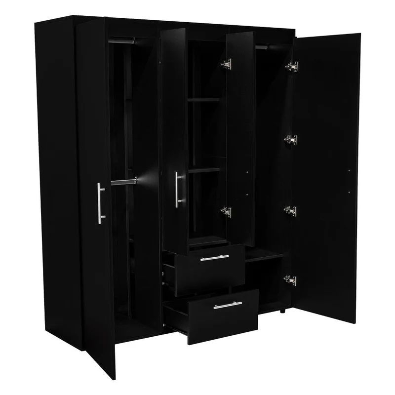 Clóset Bariloche Bombay Eco, Wengue, con Variedad de Entrepaños y Cuatro Puertas Abatibles