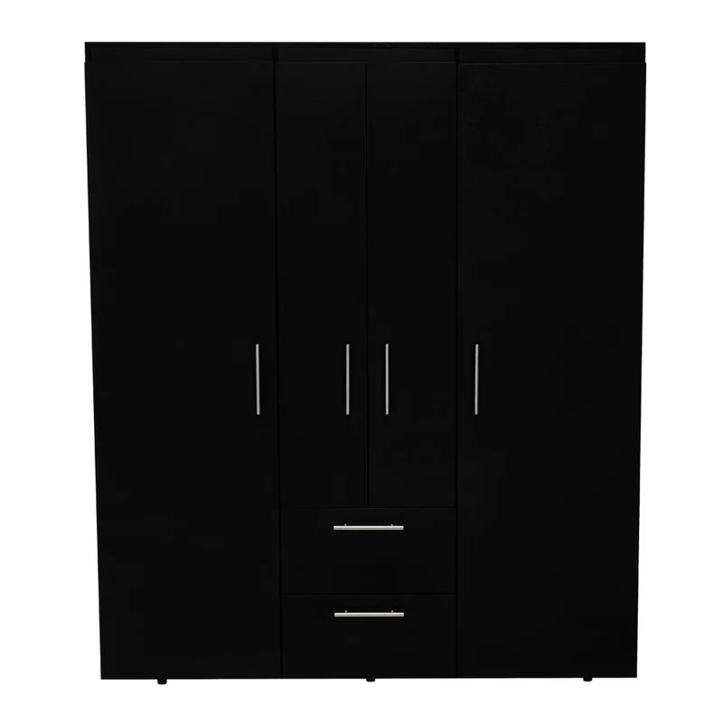 Clóset Bariloche Bombay Eco, Wengue, con Variedad de Entrepaños y Cuatro Puertas Abatibles
