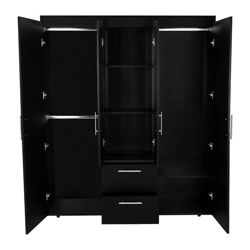 Clóset Bariloche Bombay Eco, Wengue, con Variedad de Entrepaños y Cuatro Puertas Abatibles