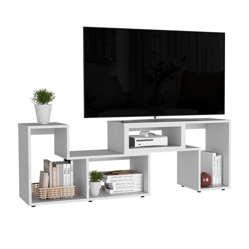Mesa para TV Ascher, Blanco Duqueza, con Espacio para Televisor de hasta 50 Pulgadas
