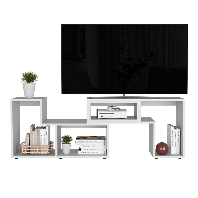Mesa para TV Ascher, Blanco Duqueza, con Espacio para Televisor de hasta 50 Pulgadas