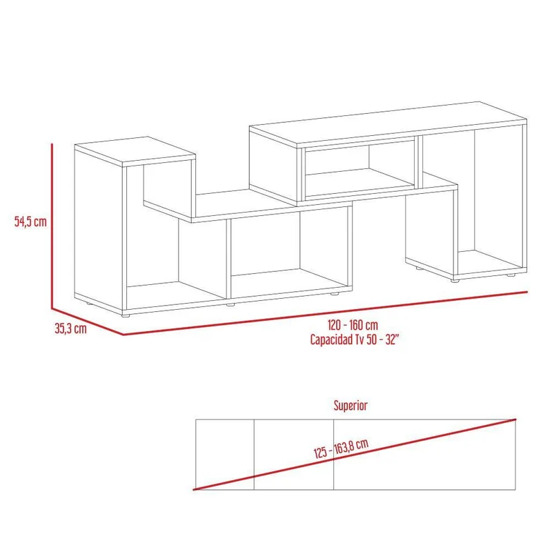 Mesa para TV Ascher, Blanco Duqueza, con Espacio para Televisor de hasta 50 Pulgadas