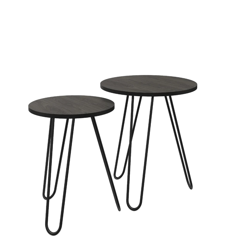 Mesa Auxiliar Zumba, Chocolate y Wengue, con Patas Metálicas Ideal para Ubicar Objetos Decorativos