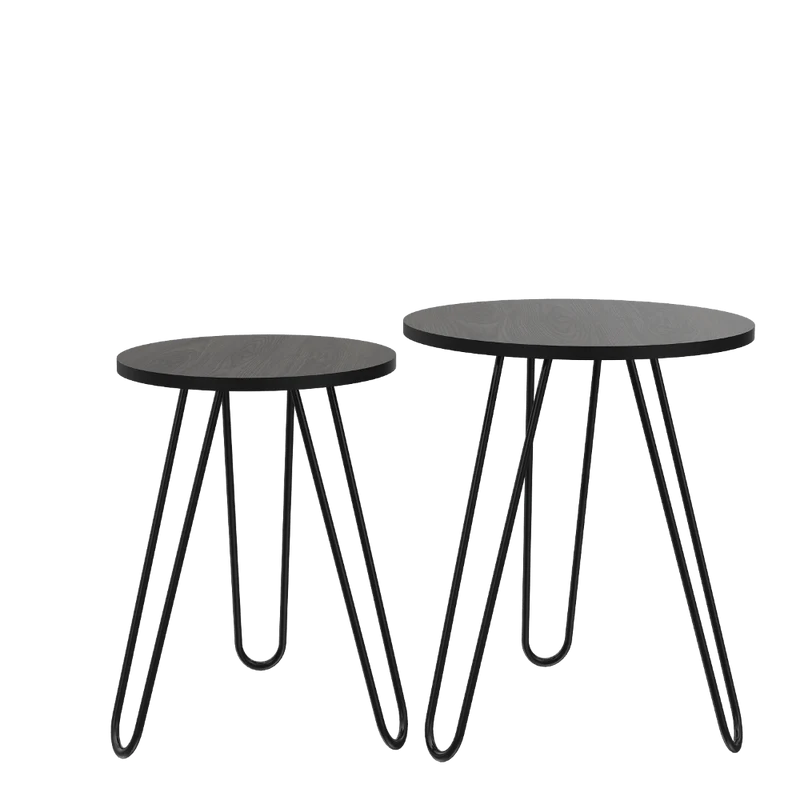 Mesa Auxiliar Zumba, Chocolate y Wengue, con Patas Metálicas Ideal para Ubicar Objetos Decorativos