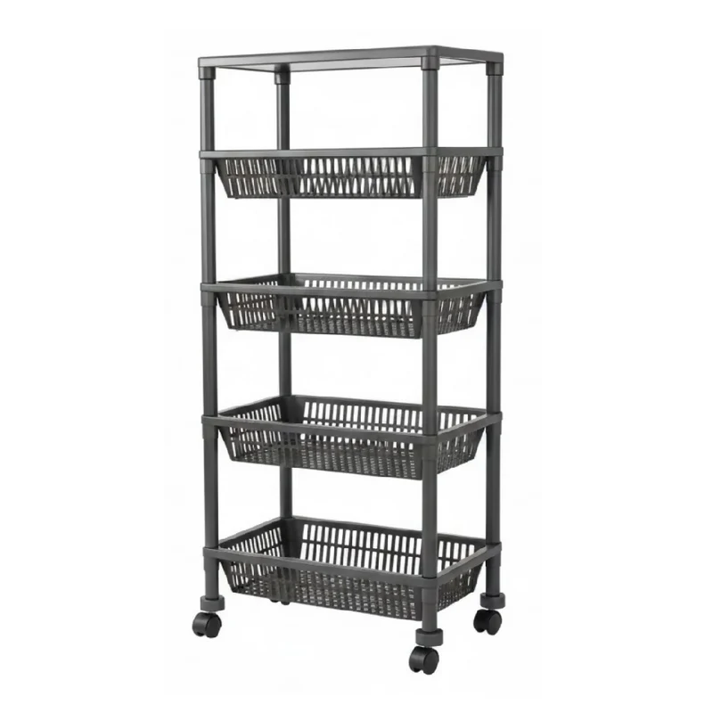 Estante Organizador 5 Niveles con Ruedas Multiusos YH6710-5A – Estantería Móvil para Cocina, Baño y Hogar