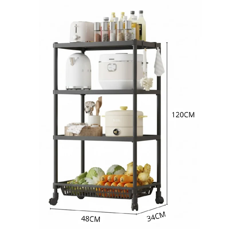 Estante Organizador 4 Niveles con Ruedas Multiusos YH6710-4C – Estantería Móvil para Cocina, Baño y Hogar
