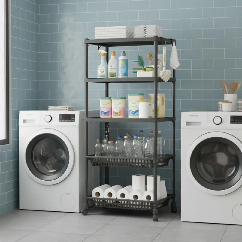 Estante Organizador 5 Niveles con Ruedas Multiusos YH6710-5C Organizador Práctico para Almacenamiento y Espacios Reducidos